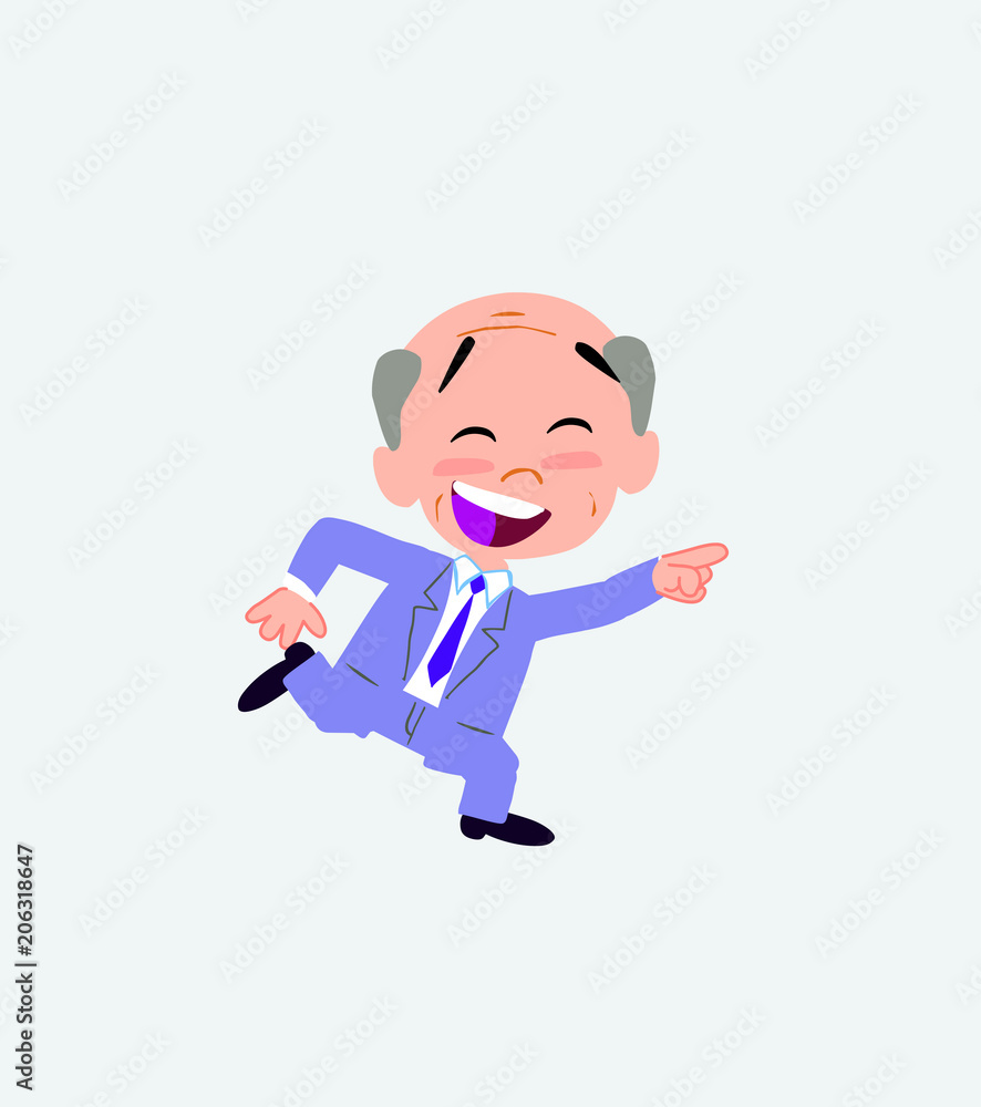 Old businessman running smiling. Old businessman running smiling.