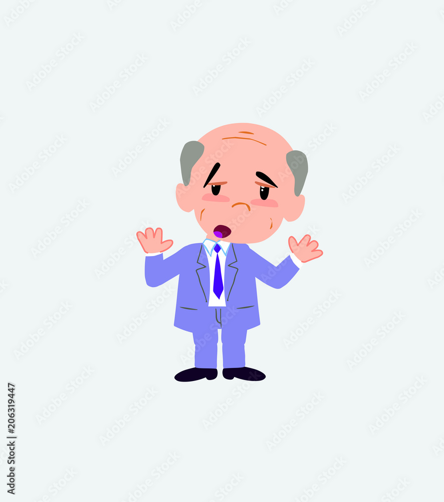 Old businessman makes a gesture of tired resignation. Old businessman makes a gesture of tired resignation.