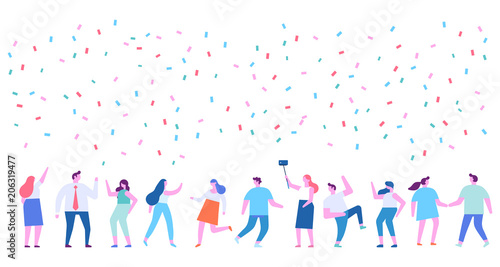 Party. Different people dancing and celebrate. Cartoon style  flat vector illustration.