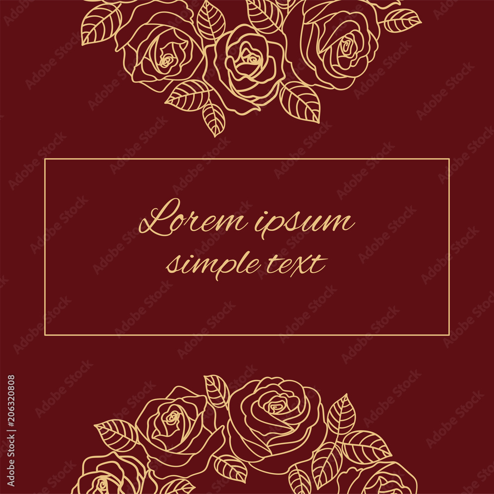 Vector beige outline roses greeting card