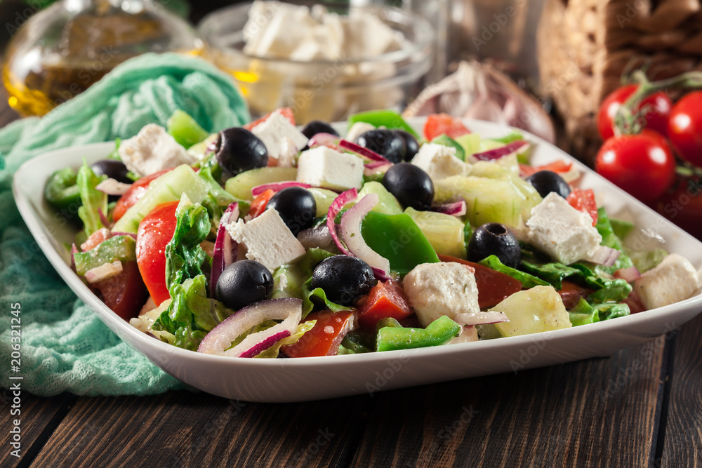 Greek salad with fresh vegetables Greek salad with fresh vegetables