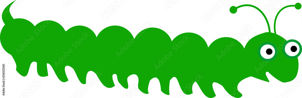 Cute cartoon green caterpillar on white background Cute cartoon green caterpillar on white background