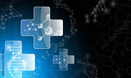 abstract background technology concept in blue light,brain and human body heal ,technology modern medical science in future and global international medical with tests analysis clone DNA human