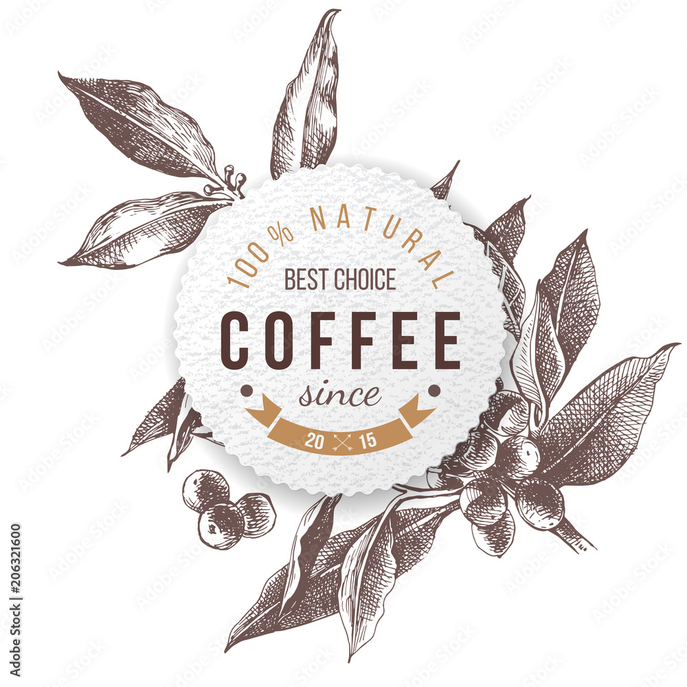 Coffee paper emblem Stock Vector | Adobe Stock