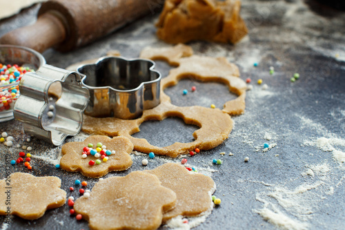 Cooking cookies with  cookie cutters