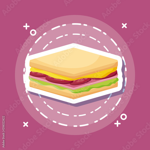 sandwich icon over purple background, colorful design. vector illustration