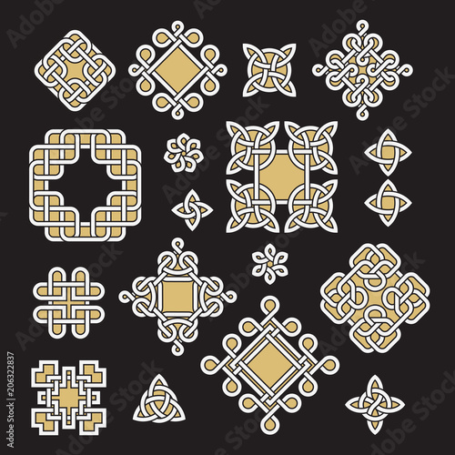 Chinese and celtic endless knots and patterns vector set.