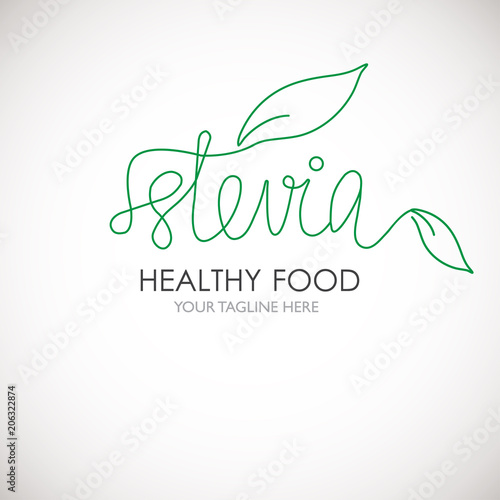 Stevia lineart word logo vector illustration.