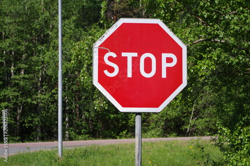 Stop sign in Dalarna in Sweden