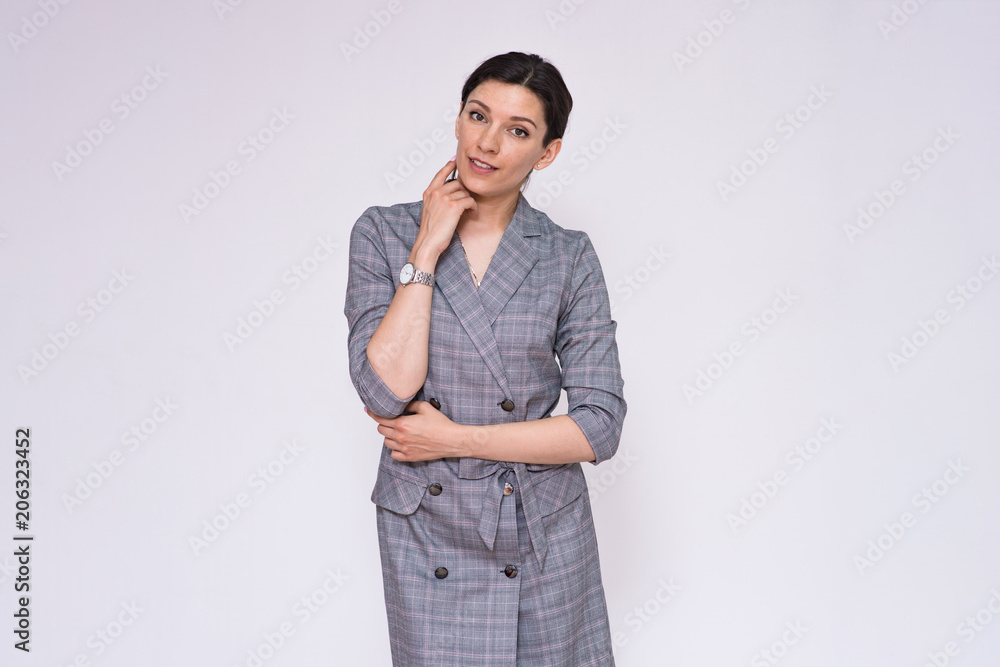 Portrait of a beautiful business woman manager on a white background. Portrait of a beautiful business woman manager on a white background.