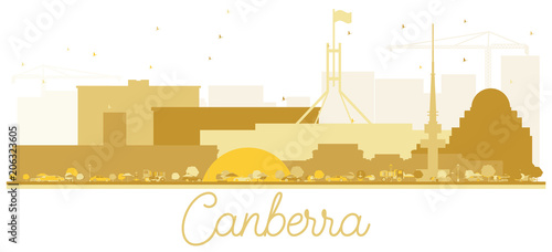 Canberra Australia City skyline Golden silhouette.