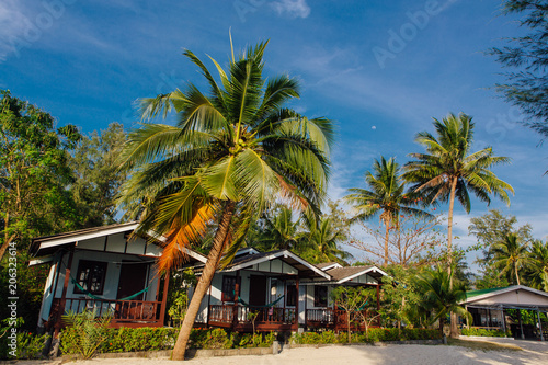 Bungalows in hotel on a tropical beach