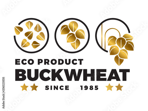 Black buckwheat logo design. Eco buckwheat label