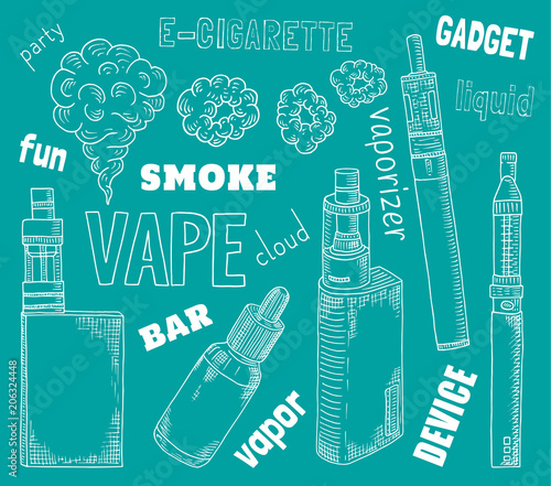 Vaporizer shop. Beautiful poster of Vaporizer and juices