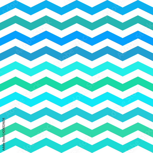 Chevron Zigzag seamless pattern. Vector pblue, geen mint and white colors .