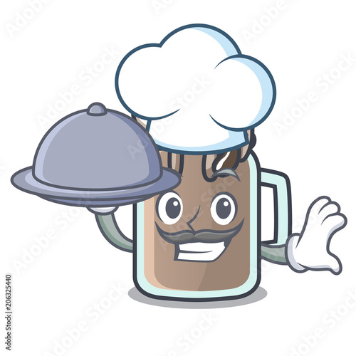 Chef with food milkshake mascot cartoon style
