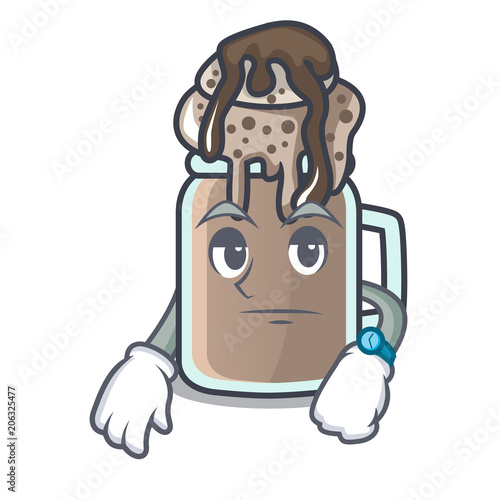 Waiting milkshake mascot cartoon style