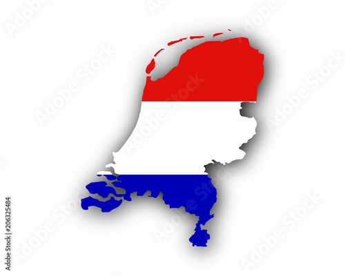 Karte und Fahne der Niederlande