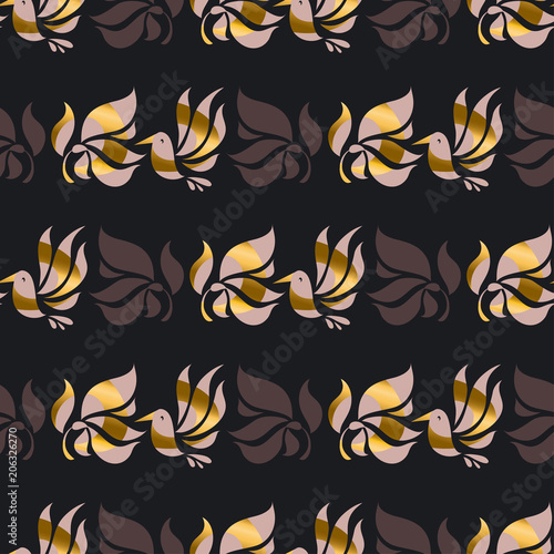 Abstract humming bird in art nouveau style.