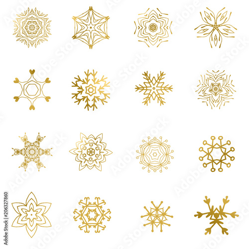 Set of beautiful different snowflakes isolated on white - vector