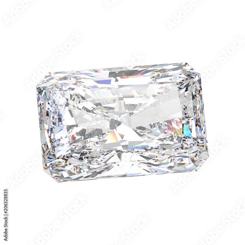 3D illustration isolated emerald diamond stone