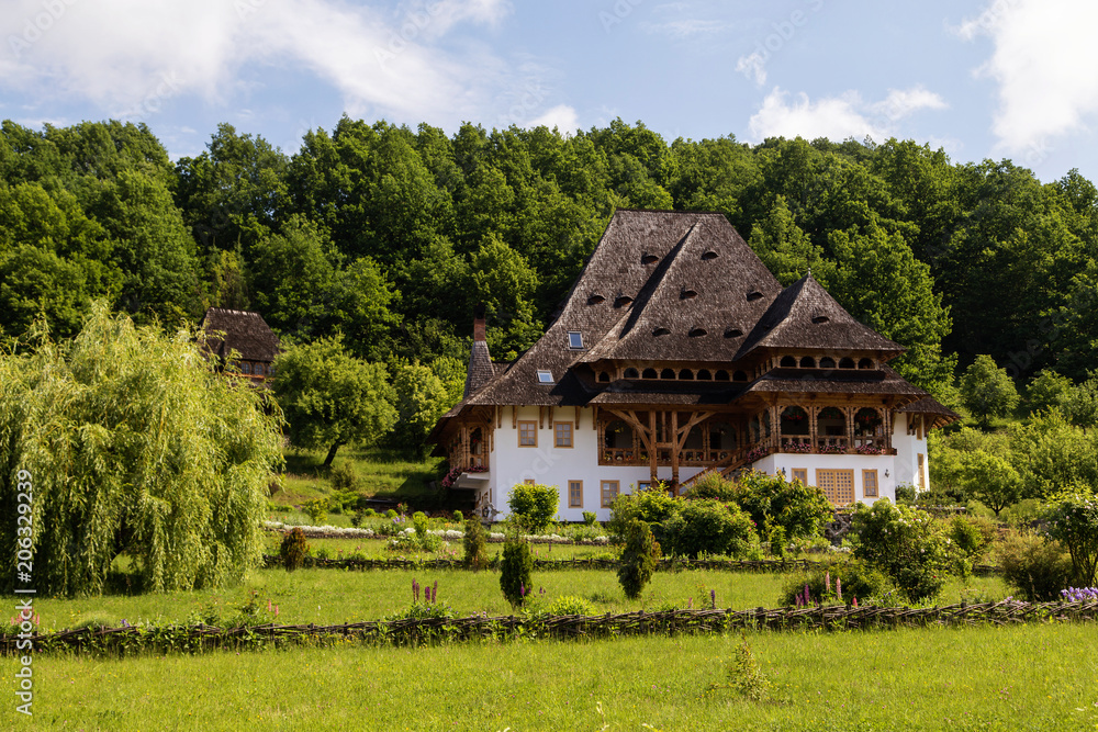 Obraz premium Summer view of Barsana Monastery - Romania - UNESCO World Heritage Site.