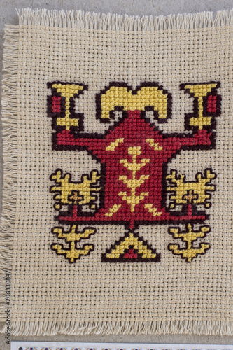 The bulgarian embroidery is a stitch on a fabric decoration. It applies almost all the clothes, part of the Bulgarian folk costume, both in men's and women's clothing all over Bulgaria.