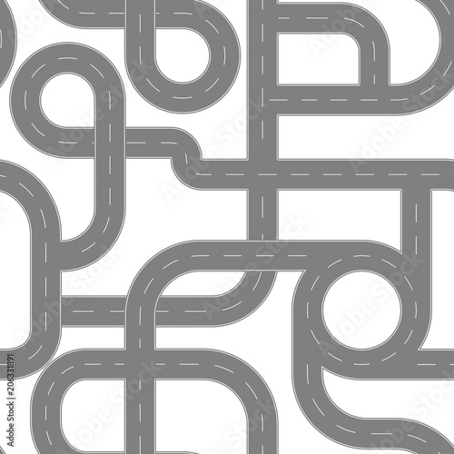 Seamless pattern top view of roads.
