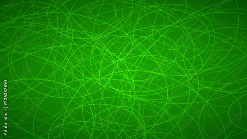 Fototapeta premium Abstract background of randomly arranged contours of elipses in green colors.