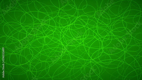 Abstract background of randomly arranged contours of elipses in green colors.