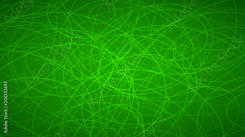 Abstract background of randomly arranged contours of elipses in green colors.
