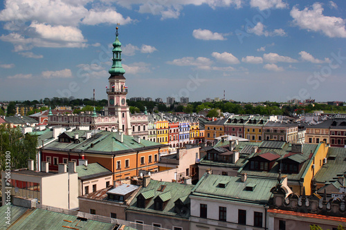 Aerial view of Old Town of Zamosc, Poland