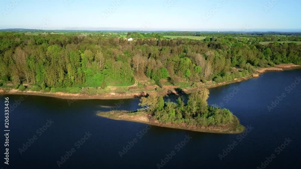 Aerial landscape of small island at the lake Aerial landscape of small island at the lake
