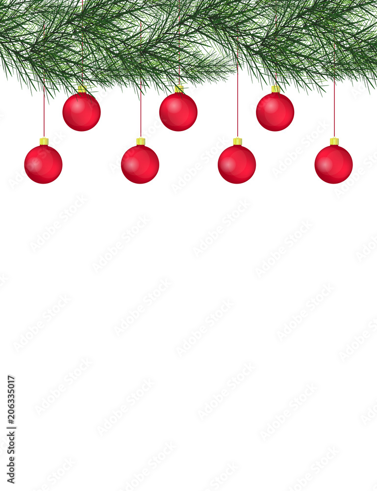 Merry Christmas and Happy New Year greeting card with Chrirstmas decor fir twigs and Christmas balls. Merry Christmas and Happy New Year greeting card with Chrirstmas decor fir twigs and Christmas balls.