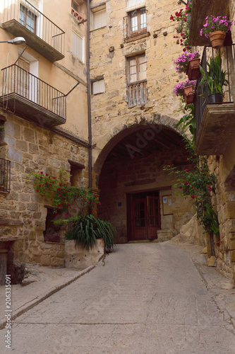 street of the village of Horta de Sant Joan Terra Alta  Tarragona province  Catalonia Spain