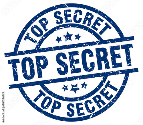 top secret blue round grunge stamp