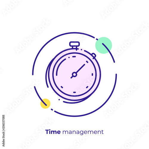 Finance timemanagement line art icon, business clocks vector art, outline digital turnaround time illustration