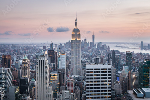 Manhattan at sunset from the Top of the Rock, New York City фототапет