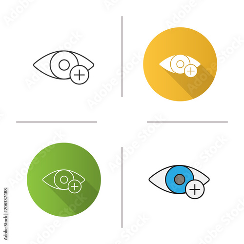 Human eye with plus sign icon
