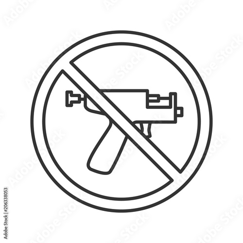 Forbidden sign with piercing gun linear icon