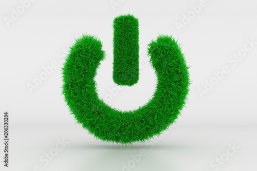 Bild auf Leinwand 3D Illustration, Shape of a Standby Sign with green Grass