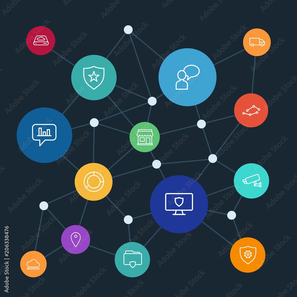 Abstract background with polygonal connected lines. Set of networking, charts, chat and messenger, security, shopping outline icons. Can be use for websites, mobile apps, presentations. Abstract background with polygonal connected lines. Set of networking, charts, chat and messenger, security, shopping outline icons. Can be use for websites, mobile apps, presentations.