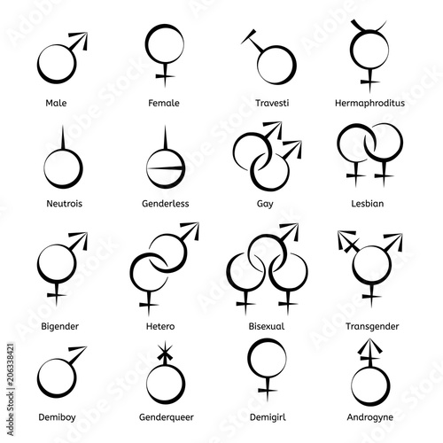 Vector icons on gender differences