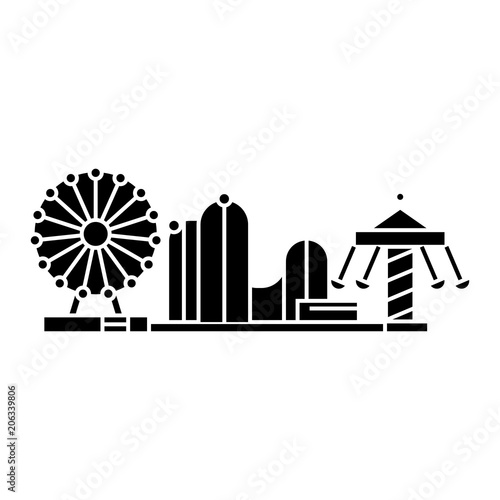 Amusement park black icon, vector illustration. Amusement park  concept sign.