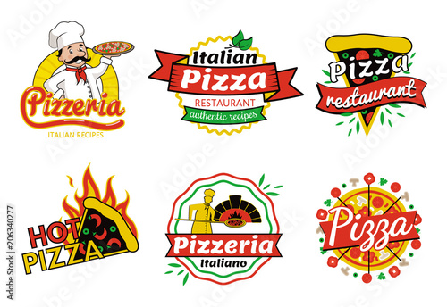 Pizzeria and Pizza Restaurant Vector Illustration