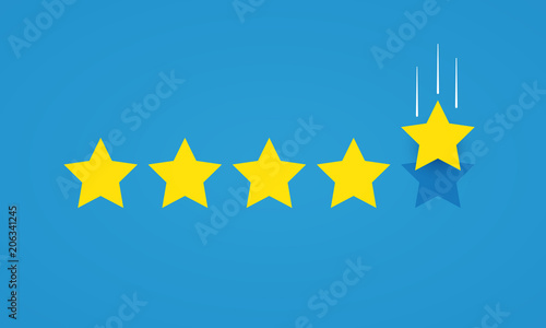 Vector illustration feedback rating concept with five stars icon for good or bad rate.