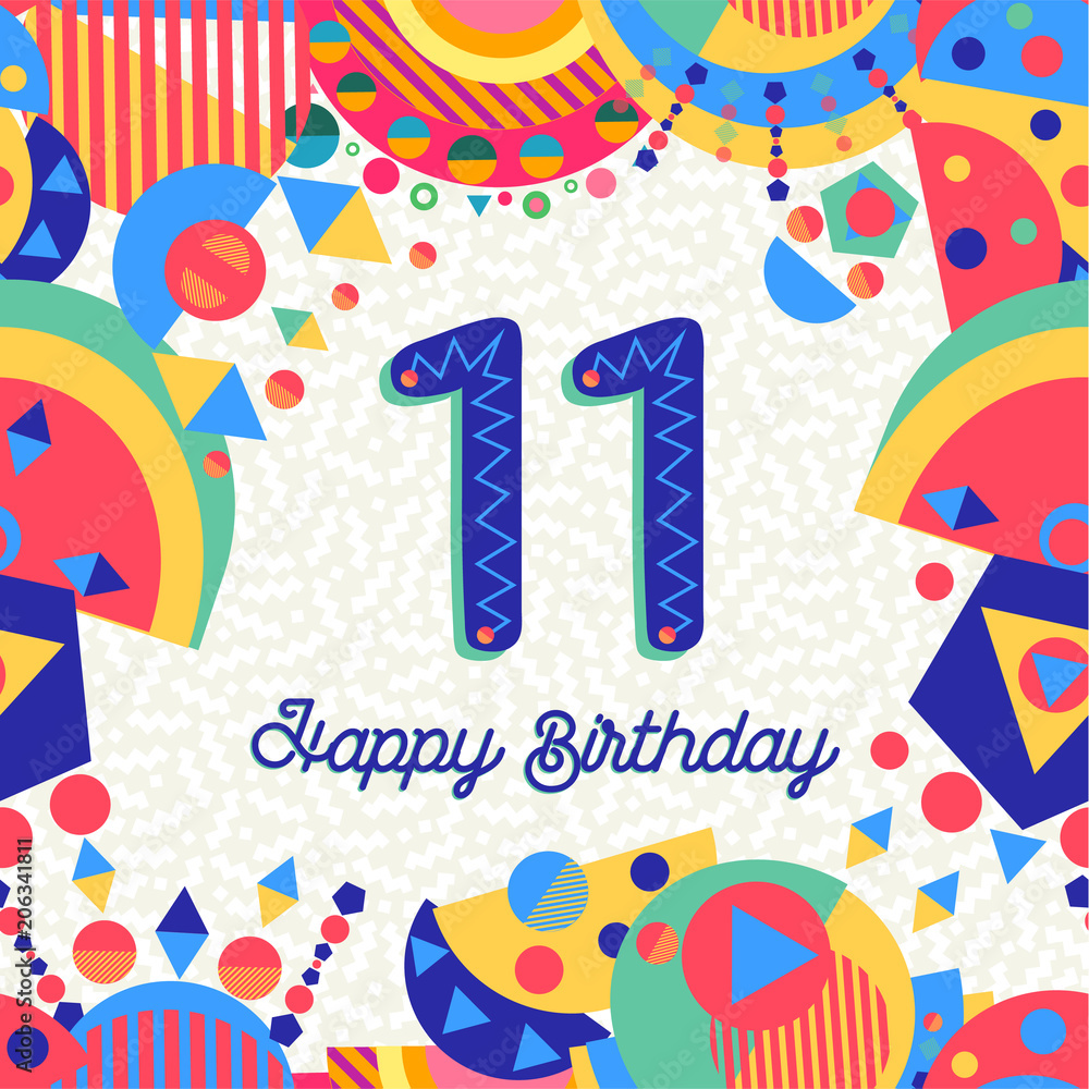 Eleven 11 year birthday party greeting card number
