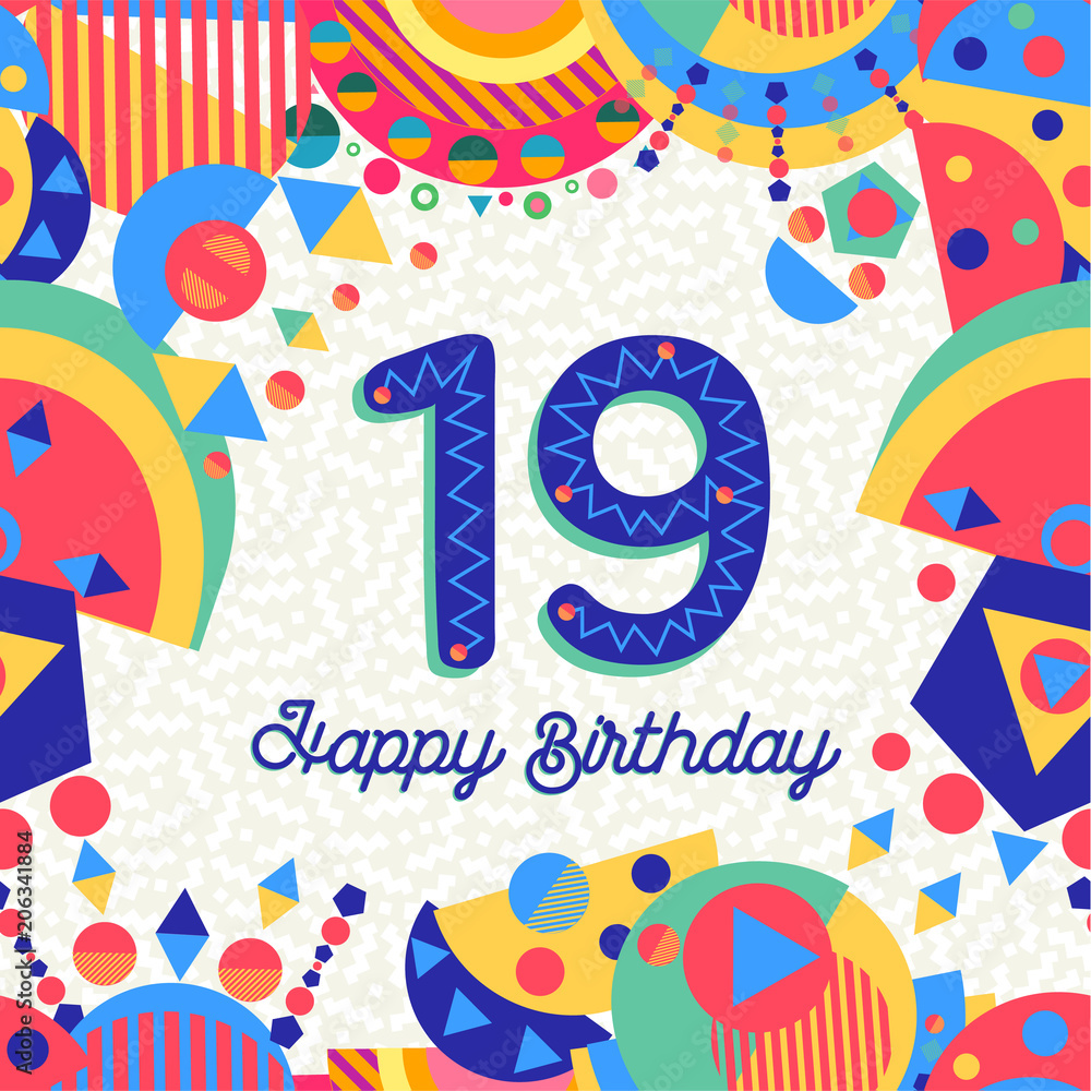 Nineteen 19 year birthday greeting card number Nineteen 19 year birthday greeting card number