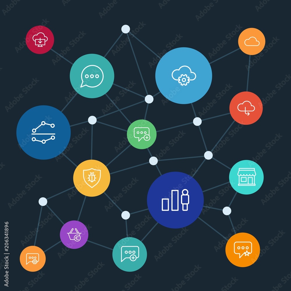 Abstract background with polygonal connected lines. Set of networking, charts, chat and messenger, security, shopping outline icons. Can be use for websites, mobile apps, presentations. Abstract background with polygonal connected lines. Set of networking, charts, chat and messenger, security, shopping outline icons. Can be use for websites, mobile apps, presentations.