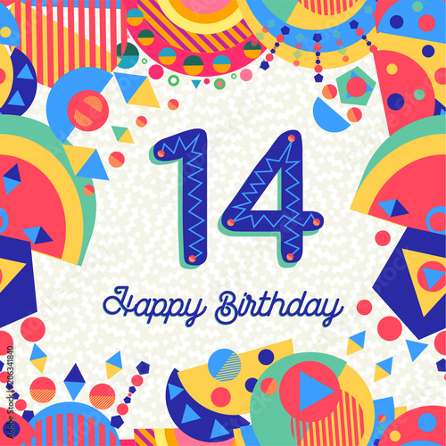 Fourteen 14 year birthday greeting card number